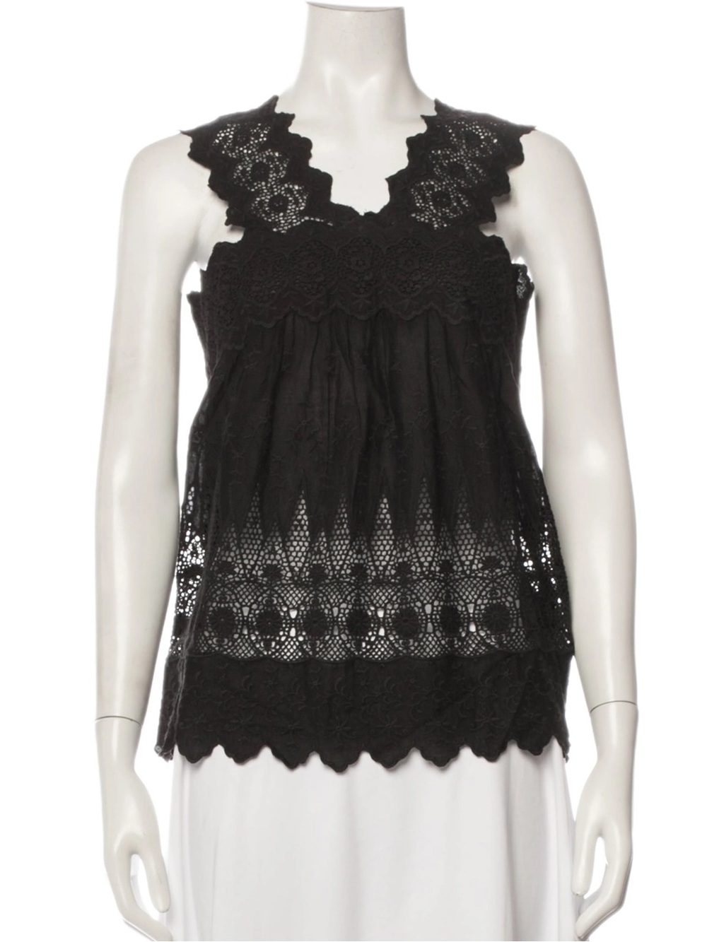 Ulla Johnson Black Cotton Crochet Top